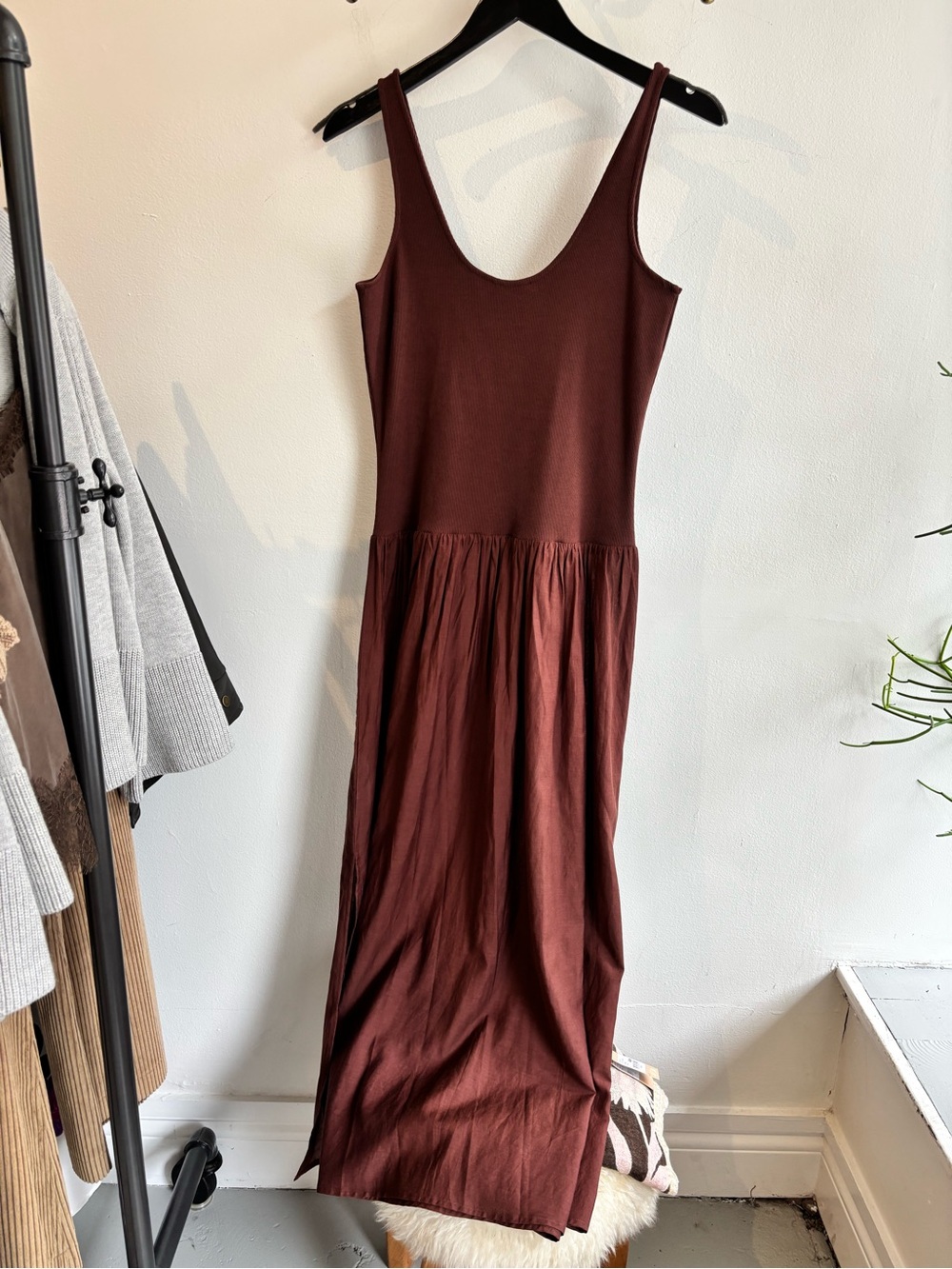 Sleeveless Maxi Dress in Deep Brown